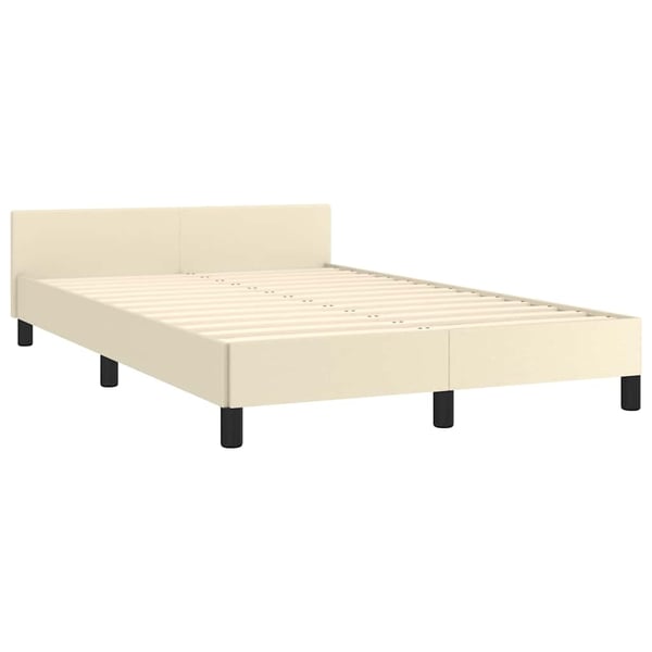 vidaXL sengeramme med sengegavl 120x200 cm kunstlæder cremefarvet