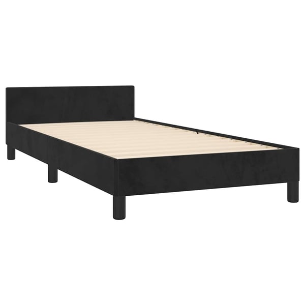 vidaXL sengeramme med sengegavl 100x200 cm fløjl sort