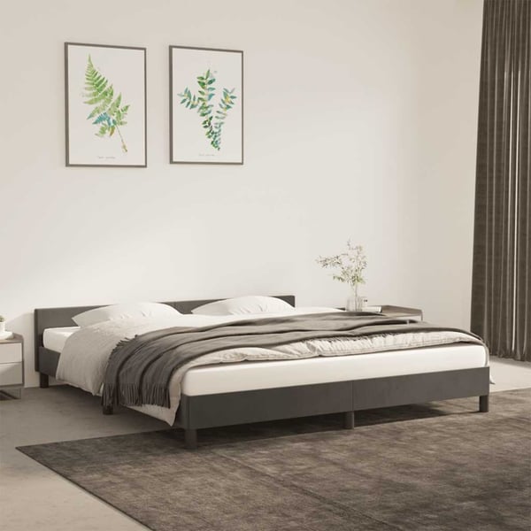 vidaXL Sengeramme uden madras Mørkegrå 160x200 cm Fløjl