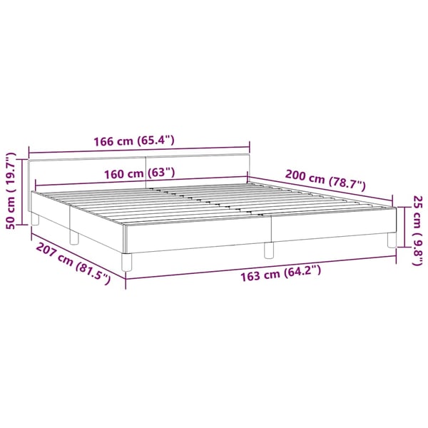vidaXL sengeramme med sengegavl 160x200 cm fløjl sort