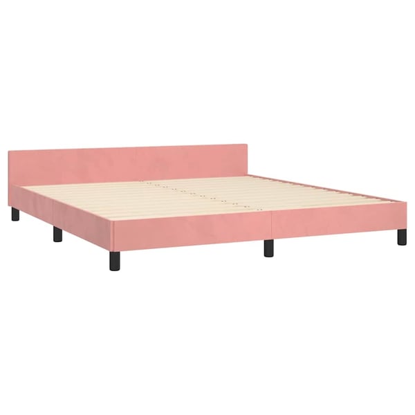 vidaXL Sengeramme med hovedgærde uden madras Pink 160x200 cm Fløjl