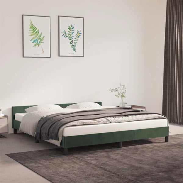 vidaXL Sengeramme uden madras Mørkegrøn 180x200 cm Fløjl