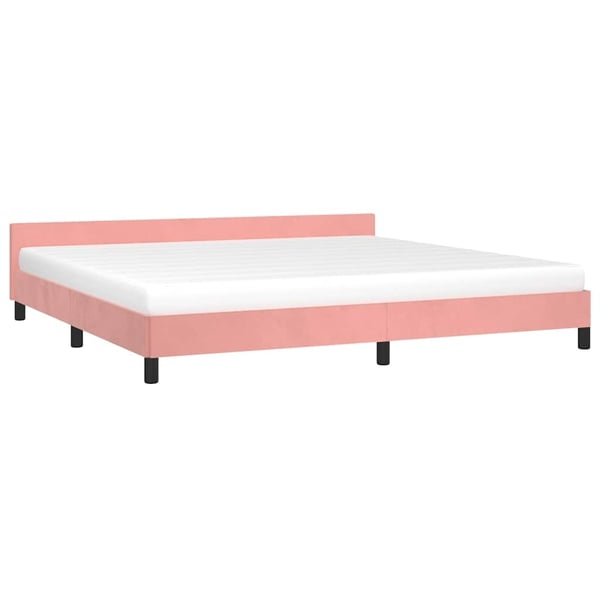 vidaXL Sengeramme med hovedgærde uden madras Pink 200x200 cm Fløjl