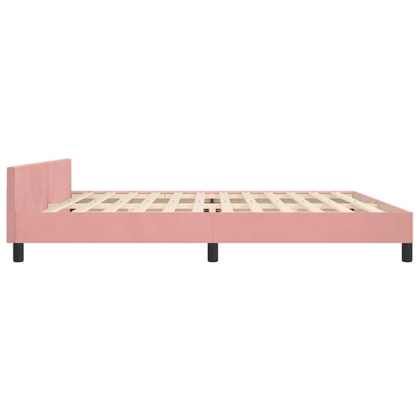 vidaXL Sengeramme med hovedgærde uden madras Pink 200x200 cm Fløjl