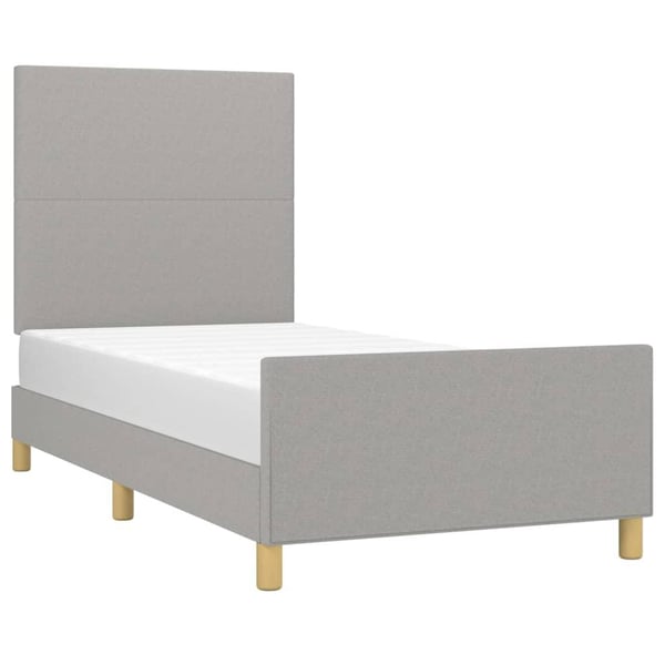 vidaXL sengeramme med sengegavl 90x190 cm stof lysegrå