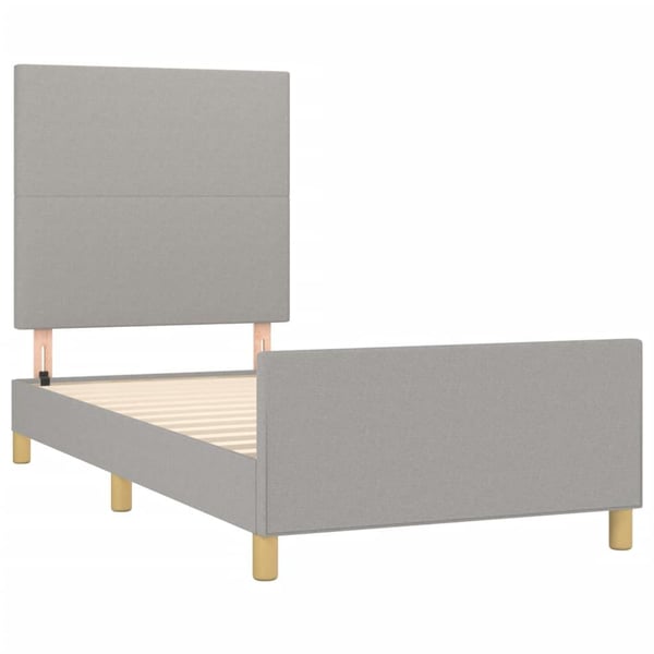 vidaXL sengeramme med sengegavl 90x190 cm stof lysegrå