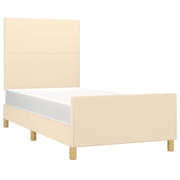 vidaXL sengeramme med sengegavl 80x200 cm stof cremefarvet