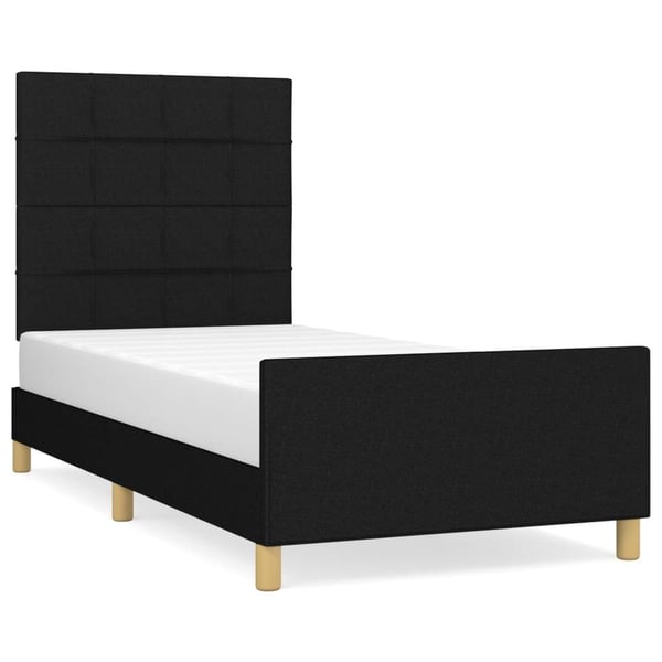 vidaXL sengeramme med sengegavl 90x190 cm stof sort