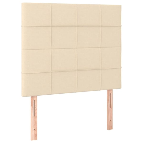 vidaXL sengeramme med sengegavl 100x200 cm stof cremefarvet