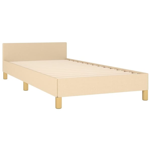 vidaXL sengeramme med sengegavl 100x200 cm stof cremefarvet