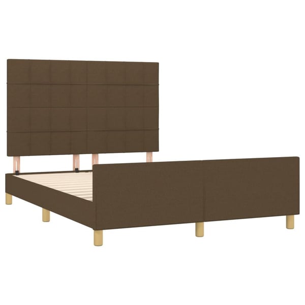 vidaXL sengeramme med sengegavl 140x200 cm stof mørkebrun