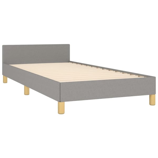 vidaXL sengeramme med sengegavl 90x190 cm stof lysegrå