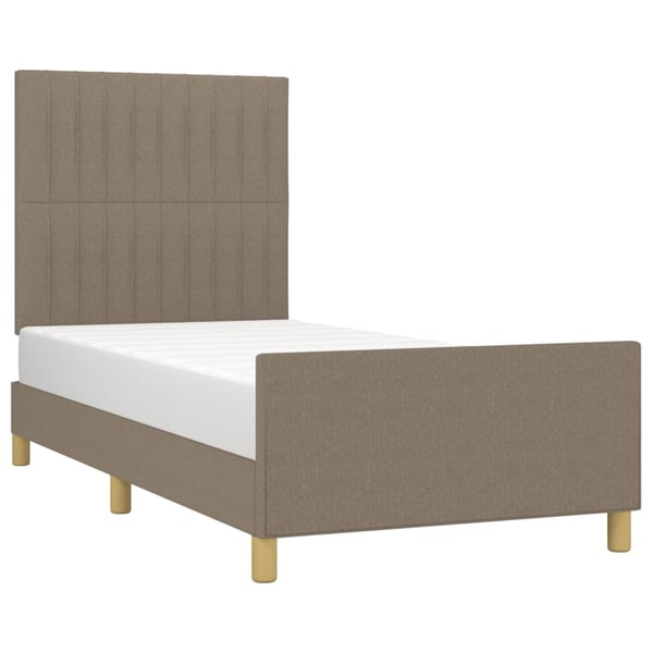 vidaXL sengeramme med sengegavl 90x190 cm stof gråbrun