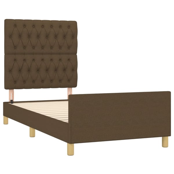 vidaXL sengeramme med sengegavl 90x190 cm stof mørkebrun