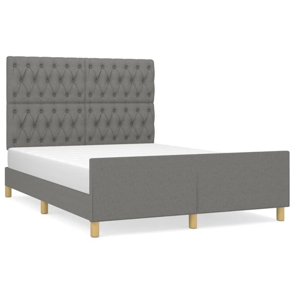 vidaXL sengeramme med sengegavl 140x200 cm stof mørkegrå