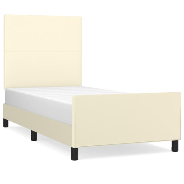 vidaXL sengeramme med sengegavl 80x200 cm kunstlæder cremefarvet