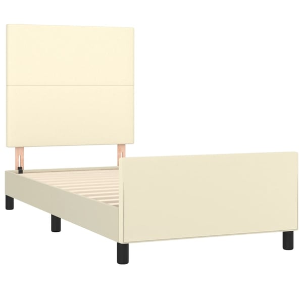 vidaXL sengeramme med sengegavl 90x200 cm kunstlæder cremefarvet