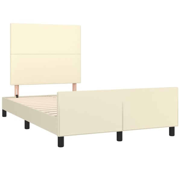 vidaXL sengeramme med sengegavl 120x200 cm kunstlæder cremefarvet