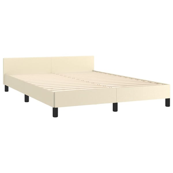 vidaXL sengeramme med sengegavl 140x200 cm kunstlæder cremefarvet