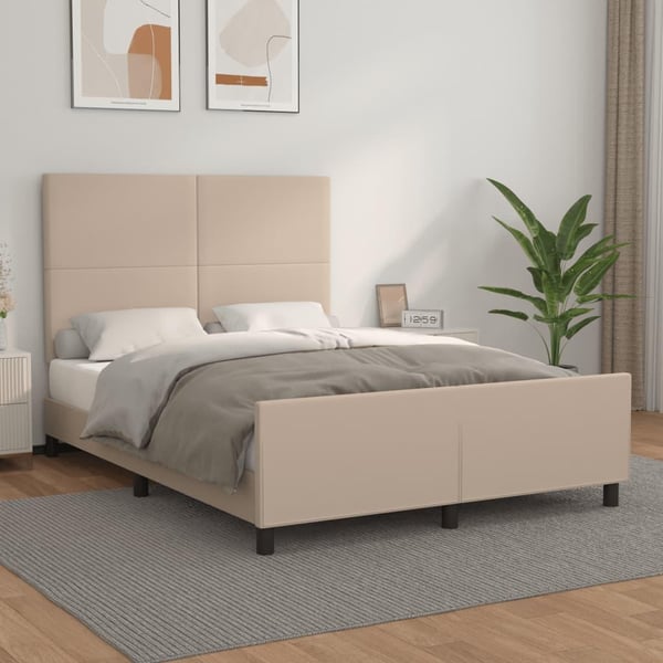 vidaXL sengeramme med sengegavl 140x190 cm kunstlæder cappuccinofarvet