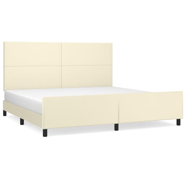 vidaXL sengeramme med sengegavl 200x200 cm kunstlæder cremefarvet