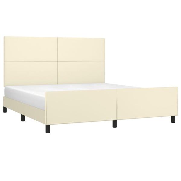 vidaXL sengeramme med sengegavl 180x200 cm kunstlæder cremefarvet