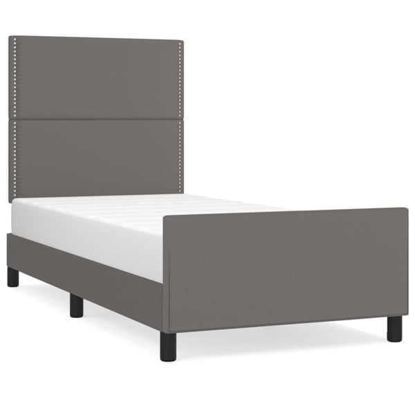 vidaXL sengeramme med sengegavl 100x200 cm kunstlæder grå