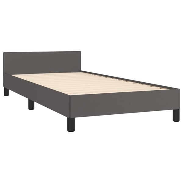 vidaXL sengeramme med sengegavl 100x200 cm kunstlæder grå