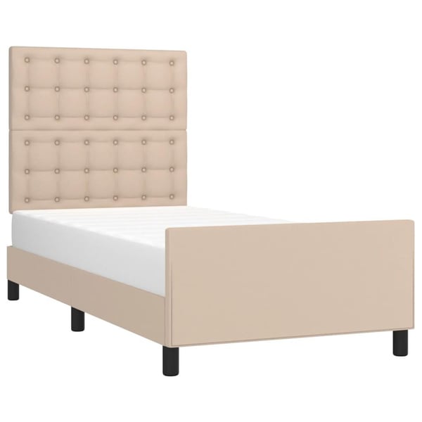 vidaXL sengeramme med sengegavl 90x190 cm kunstlæder cappuccinofarvet