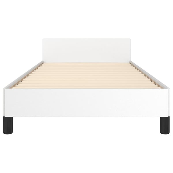vidaXL sengeramme med sengegavl 100x200 cm kunstlæder hvid