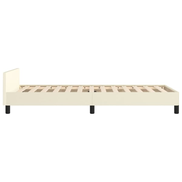 vidaXL Sängram med huvudgavel gräddvit 100x200 cm konstläder