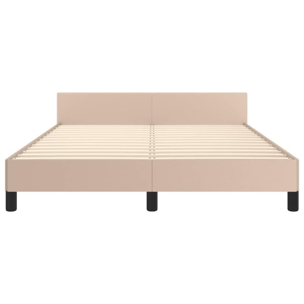 vidaXL sengeramme med sengegavl 140x190 cm kunstlæder cappuccinofarvet