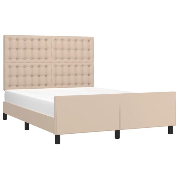vidaXL sengeramme med sengegavl 140x190 cm kunstlæder cappuccinofarvet