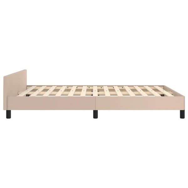 vidaXL sengeramme med sengegavl 140x190 cm kunstlæder cappuccinofarvet