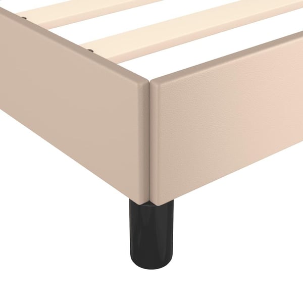 vidaXL sengeramme med sengegavl 140x190 cm kunstlæder cappuccinofarvet