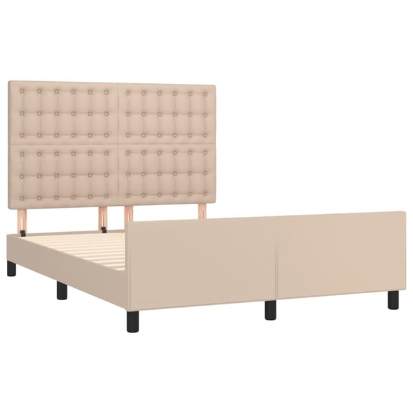 vidaXL sengeramme med sengegavl 140x190 cm kunstlæder cappuccinofarvet