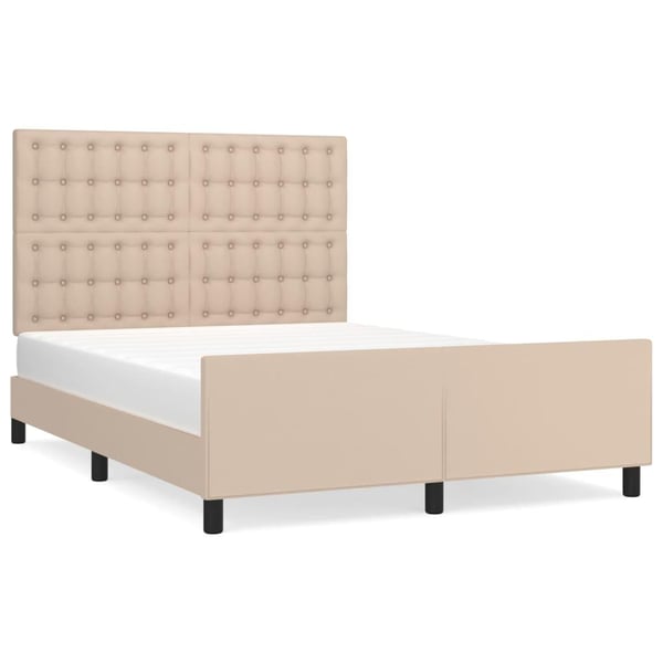 vidaXL sengeramme med sengegavl 140x190 cm kunstlæder cappuccinofarvet