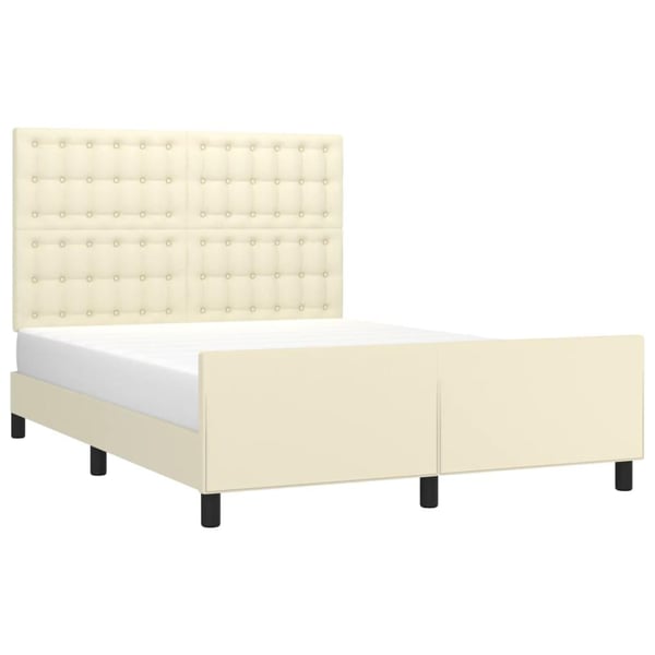 vidaXL sengeramme med sengegavl 140x200 cm kunstlæder cremefarvet