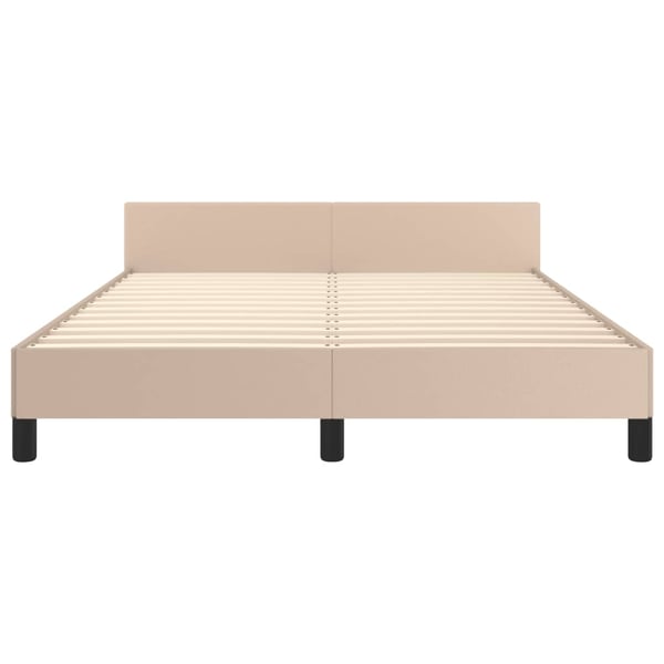 vidaXL sengeramme med sengegavl 140x200 cm kunstlæder cappuccinofarvet