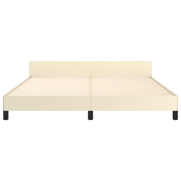vidaXL sengeramme med sengegavl 160x200 cm kunstlæder cremefarvet