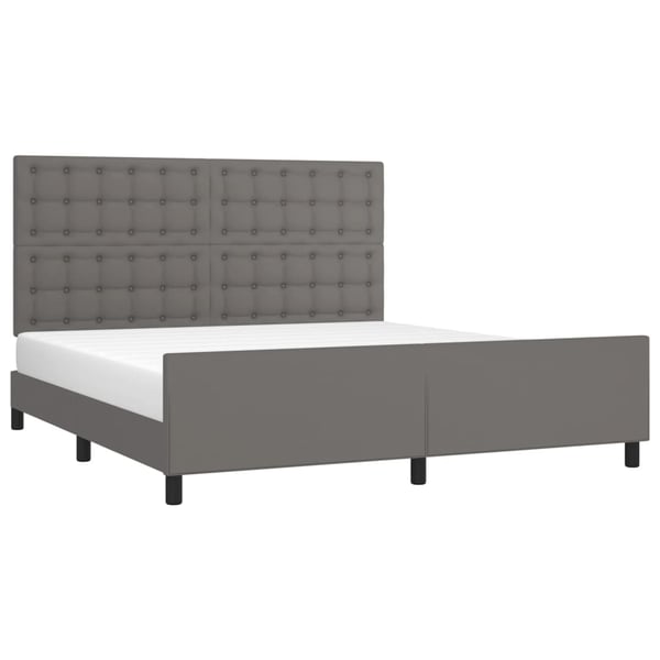 vidaXL sengeramme med sengegavl 160x200 cm kunstlæder grå