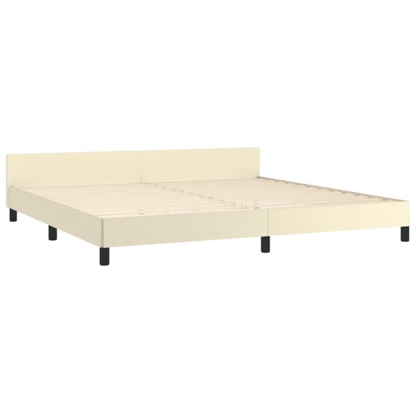 vidaXL sengeramme med sengegavl 200x200 cm kunstlæder cremefarvet