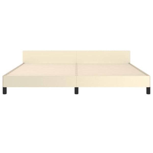 vidaXL sengeramme med sengegavl 200x200 cm kunstlæder cremefarvet