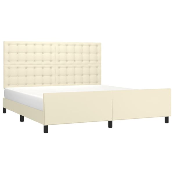 vidaXL sengeramme med sengegavl 180x200 cm kunstlæder cremefarvet