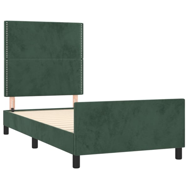 vidaXL sengeramme med sengegavl 100x200 cm fløjl mørkegrøn