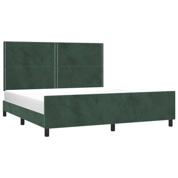 vidaXL sengeramme med sengegavl 180x200 cm fløjl mørkegrøn