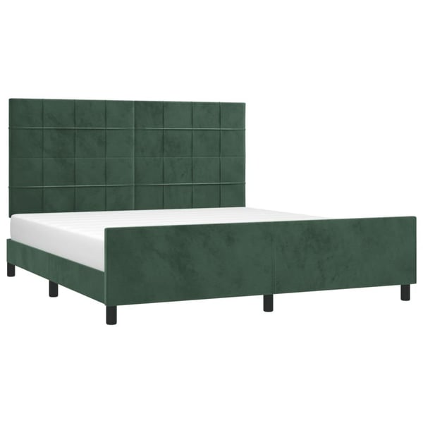 vidaXL sengeramme med sengegavl 180x200 cm fløjl mørkegrøn