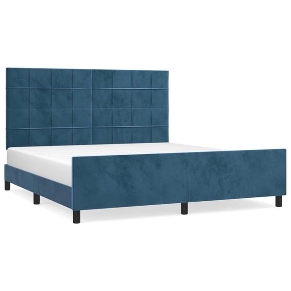 vidaXL sengeramme med sengegavl 180x200 cm fløjl mørkeblå