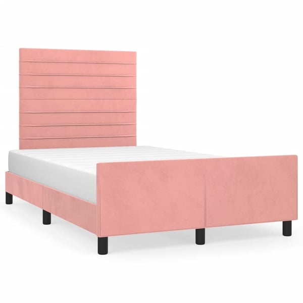 vidaXL sengeramme med sengegavl 120x200 cm fløjl pink