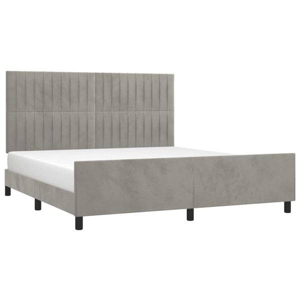 vidaXL sengeramme med sengegavl 180x200 cm fløjl lysegrå